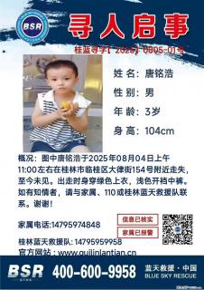 【寻人启事】图中唐铭浩于2025年08月04日上午11:00左右在桂林市临桂区大律街154号附近走失 - 丽水28生活网 lishui.28life.net